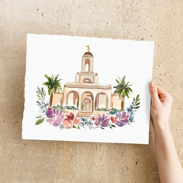 Newport, California LDS Temple Watercolor Print