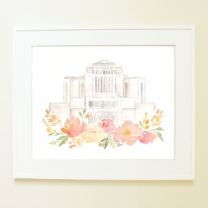 Cardston, Alberta Canada LDS Temple Watercolor Print