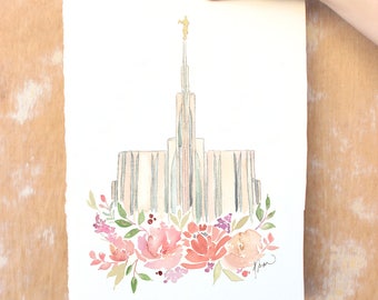 Seattle, Washington LDS Temple Watercolor Print