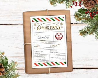 North Pole Mailing Kit, Santa Packing Label and Envelope, Santa Mail Kit, Printable Santa Shipping Label and Envelopes, Canva Template