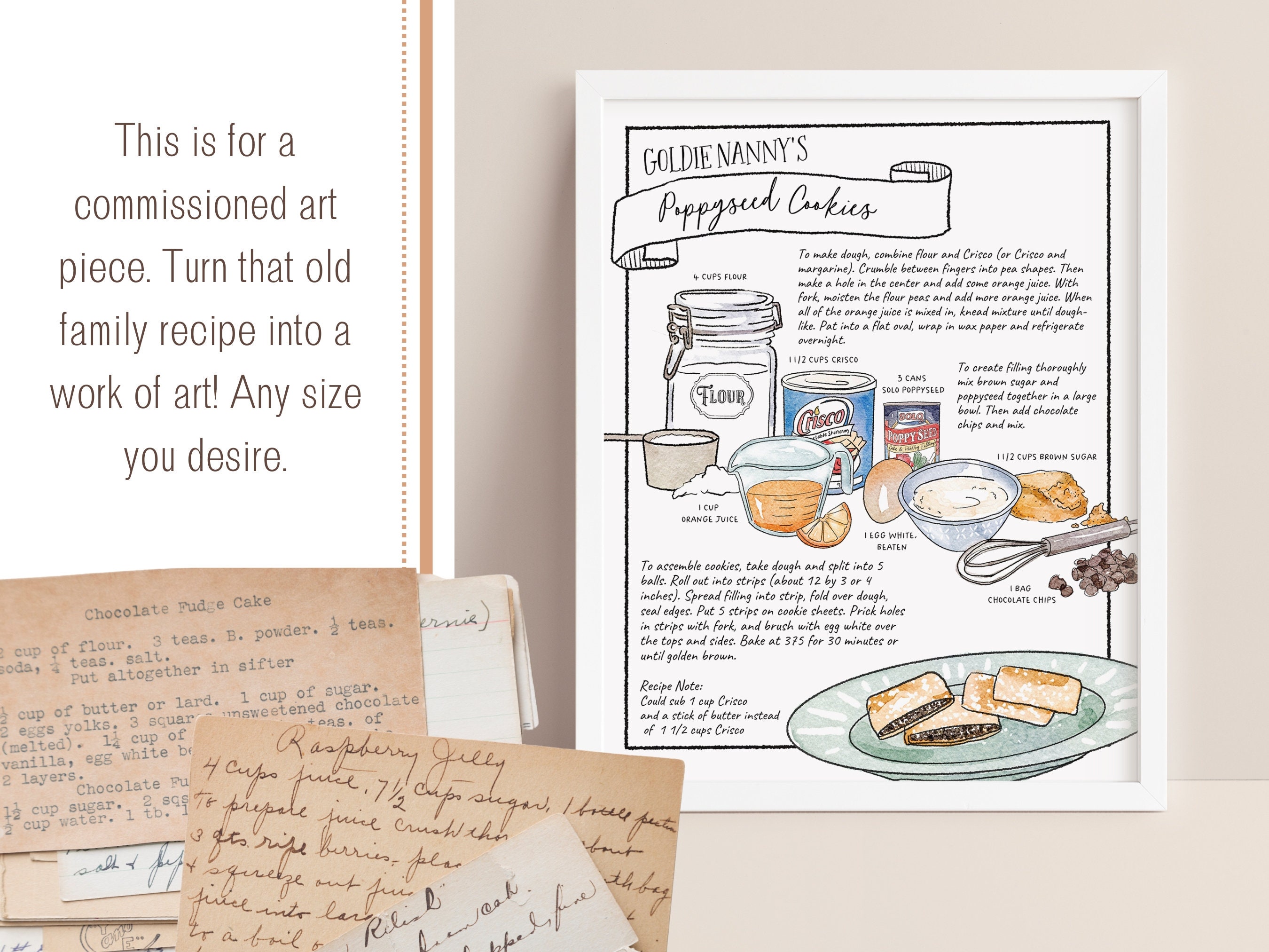 Recipes Custom Illustrated Recipe, Painted Recipe, Customizable ...