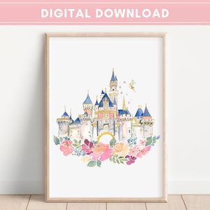 Einfache Disneyland Schlossdatei, sofortiger Download, Disney Drucke, Disney Wandkunst, Disney Prinzessinnenschloss, Dornröschens Schloss Druck