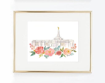 Perth Australia LDS Temple , Watercolor Print