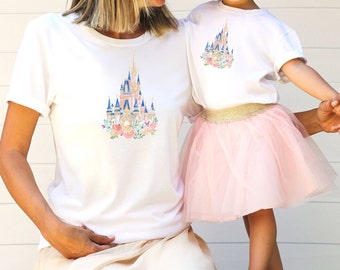 Pink Disney World Castle Watercolor Toddler Short-Sleeve T-Shirt