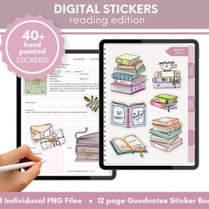Digital Planner Stickers for GoodNotes, Reading Stickers, GoodNotes Stickers, Reading Journal Stickers, Book Lovers