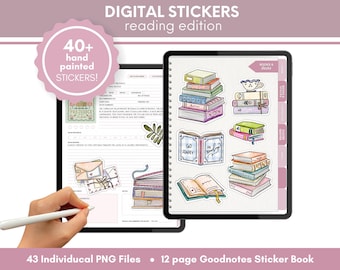 Digital Planner Stickers for GoodNotes, Reading Stickers, GoodNotes Stickers, Reading Journal Stickers, Book Lovers