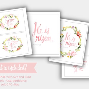 He is Risen Quote Instant Download, Easter Flower Wreath Print, Easter ...
