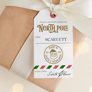 Etiquetas de ida e volta para o Papai Noel, etiquetas personalizadas para o Papai Noel, etiquetas para presente do Papai Noel para impressão, etiqueta para presente do Papai Noel