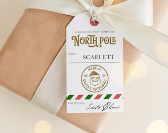To and From Santa Tags, Personalized Santa Tags, Santa Tags, Printable Santa Gift Tags, Gift Tag From Santa