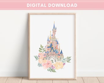 Simple Disneyland Paris Castle File, Instant Download, Disney Prints, Disney Wall Art, Disney Princess Castle