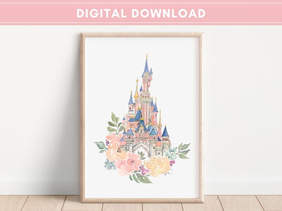 Simple Disneyland Paris Castle File, Instant Download, Disney Prints, Disney Wall Art, Disney Princess Castle