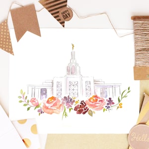 LDS Temple Watercolor (Idaho Falls), Idaho Falls Temple