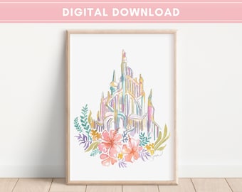 Simple Little Mermaid Castle File, King Triton's Castle, Instant Download, Disney Wall Art, Disney Princess Castle, Ariel Castle Print