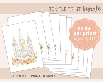 YW Christmas Gift Ideas, Temple Print Bundle, Temple Watercolors, YW girls camp gift