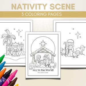 Christmas Nativity Coloring Pages for Kids, Kids Christmas Coloring Pages, Nativity Download, The Christmas Story, Nativity Digital