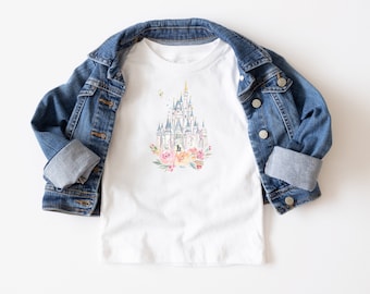 Disney World Castle Watercolor Kids Short-Sleeve T-Shirt