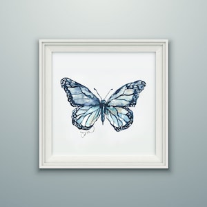 Butterfly Art Print, Blue Butterfly Watercolor Art Print, Butterfly Home Decor