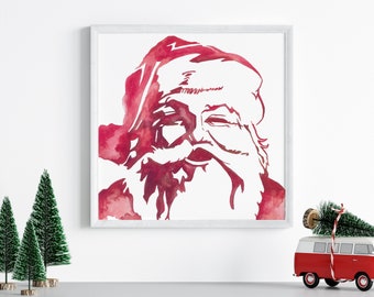 Christmas Decor Santa Print, Simple Santa Painting, Christmas Wall Art, Santa Print, Santa Santa, Christmas Gifts