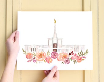 Denver, Colorada LDS Temple Watercolor Print