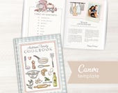 Cookbook Template Canva, Ebook or Print, Homemade Cookbook, Custom Family Cookbook Template, Digital Cookbook Cover, Illustrated Art Recipe