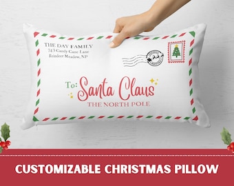 Personalized Christmas Pillow Cover, Letter to Santa Pillow, Personalized Christmas Gift, Holiday Pillow, Lumbar Pillow, Christmas Decor