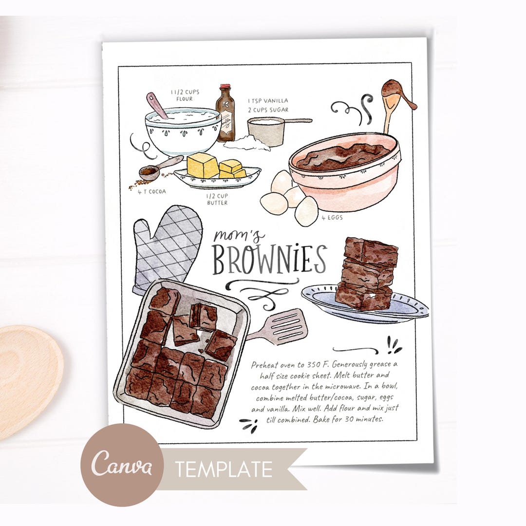 Recipes Custom Illustrated, Recipe Canva Template, Ebook Recipes ...