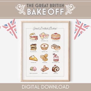 The Great British Bake Off Print, GBBO, Great British Bake, Pastry Wall Art, Kitchen Decor, Paul Hollywood, Instant Download