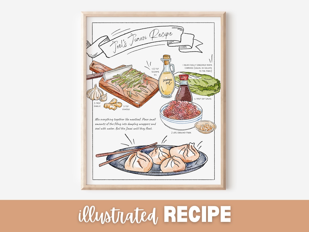 Recipes Custom Illustrated Recipe, Painted Recipe, Customizable ...