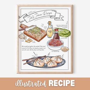 Recipes Custom Illustrated Recipe, Painted Recipe, Customizable Illustrated Recipe Watercolor (you give me the recipe, I illustrate it!)