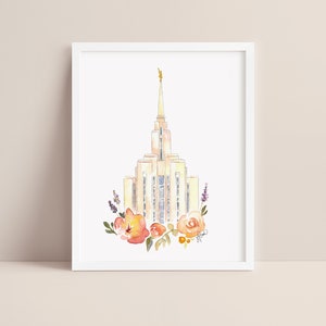 Oquirrh Mountain LDS Temple, Watercolor Print