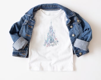 Elsa's Frozen Castle Watercolor Kids Short-Sleeve T-Shirt