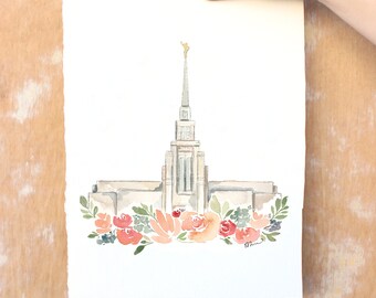 Gila Valley, Arizona LDS Temple Watercolor Print