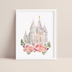 Salt Lake City, Utah LDS Temple Watercolor Print