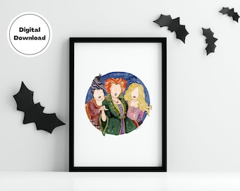 Hocus Pocus PNG, Sanderson Sister Print, Hocus Pocus Inspired Artwork, Witch Decoration, Sanderson Sisters SVG, . Halloween Decor