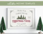Family Christmas Tree Farm Sign, Rustic Christmas Sign, Farm Fresh Christmas, Personalized Christmas Decor, Digital Download