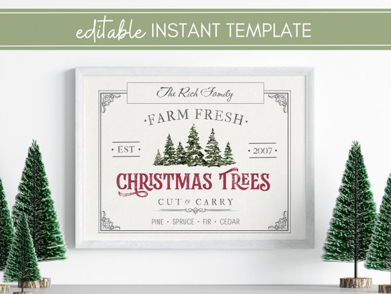 Family Christmas Tree Farm Sign, Rustic Christmas Sign, Farm Fresh Christmas, Personalized Christmas Decor, Digital Download