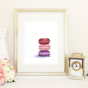 French Macaron Watercolor multiple sizes available image 3