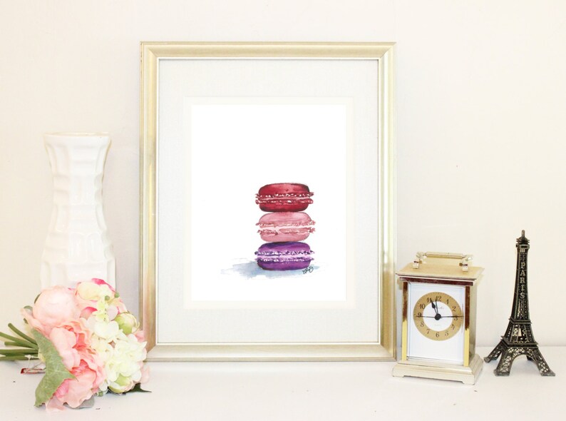 French Macaron Watercolor multiple sizes available image 3