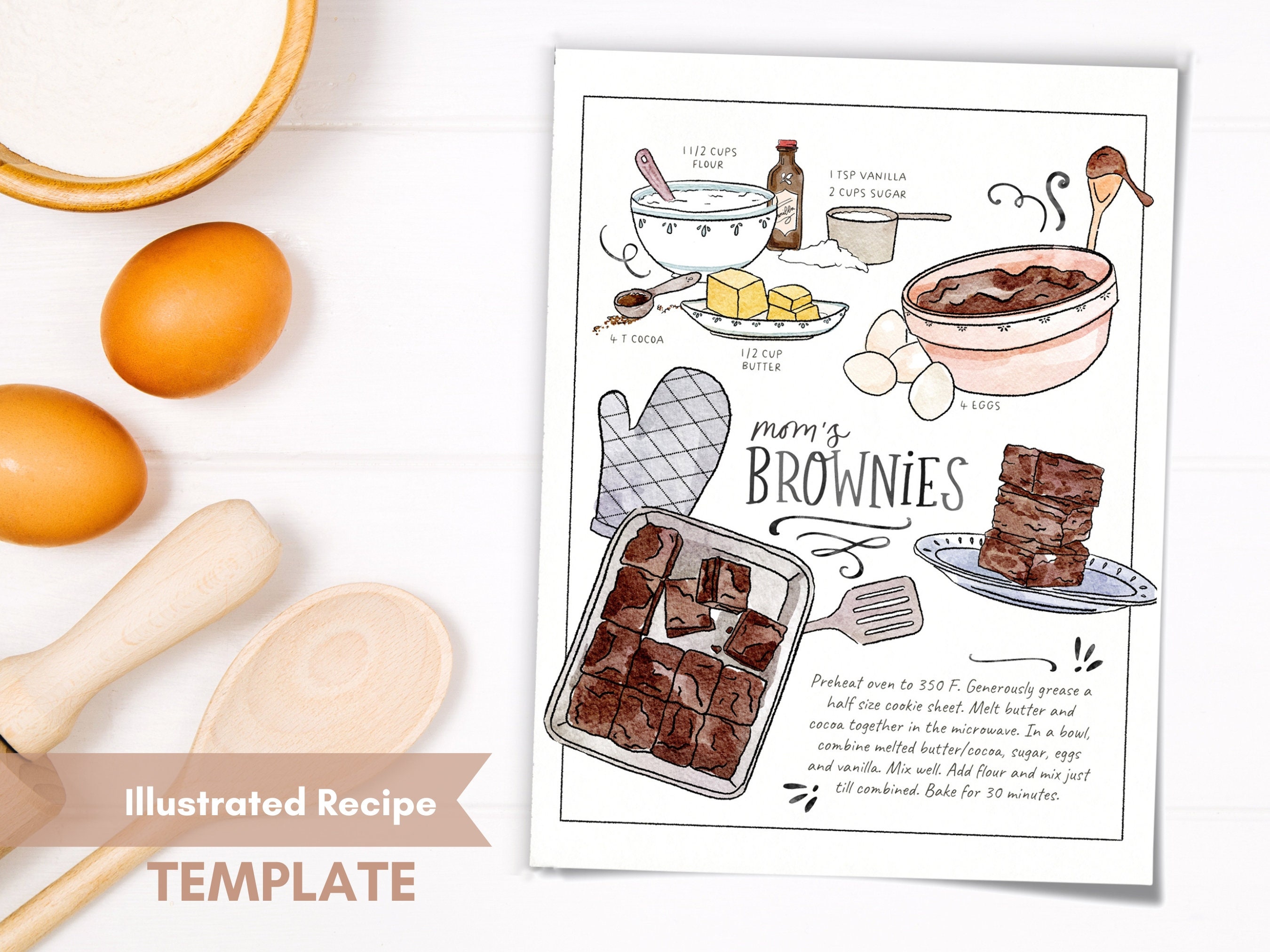 Recipes Custom Illustrated Recipe Template Ebook Recipes