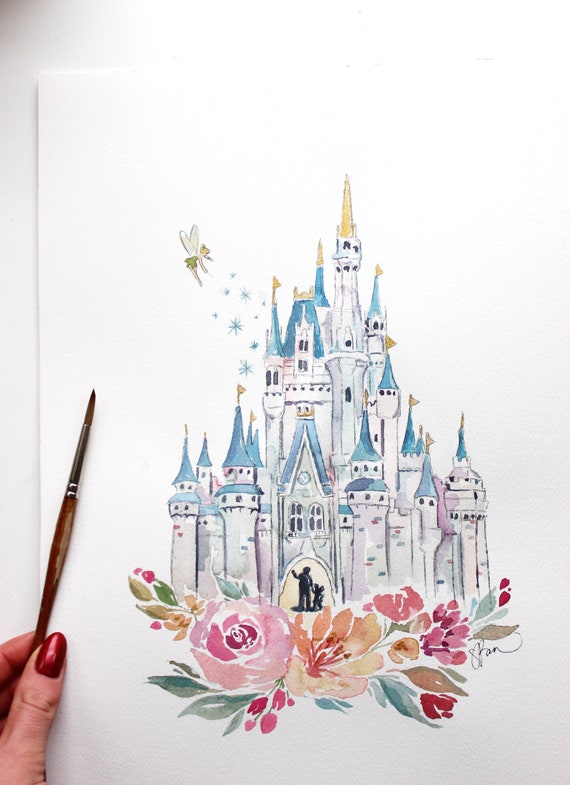 Disneyworld Castle Watercolor Print Disney Princess - Disney Watercolour Paintings Disneyworld Castle Watercolor Print Disney Princess - Disney Watercolour Paintings
