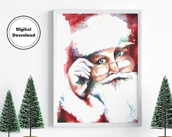 Santa pngs, Christmas Decor Santa Print, Santa Downloadable Art, Christmas Wall Art, Vintage Santa Print, Santa Santa, Christmas Gifts