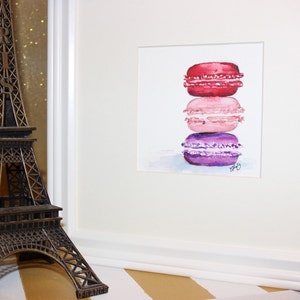 French Macaron Watercolor multiple sizes available image 2