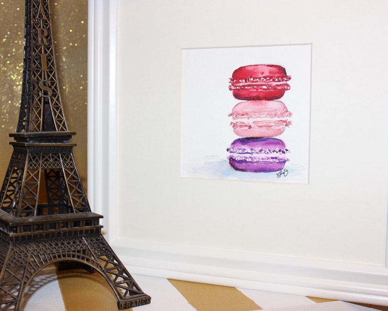 French Macaron Watercolor multiple sizes available image 2