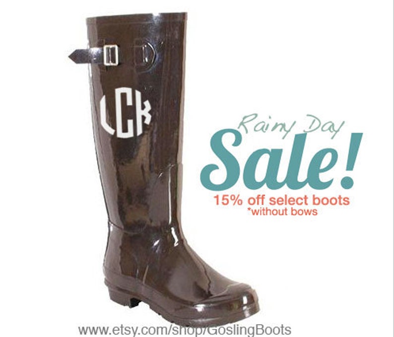 monogrammed rain boots with bows