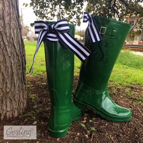 yellow rain boots with bow