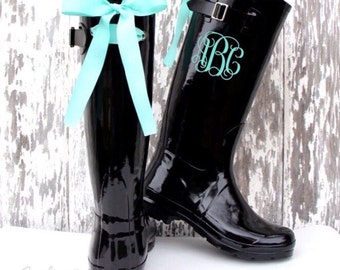 rain boots with bow