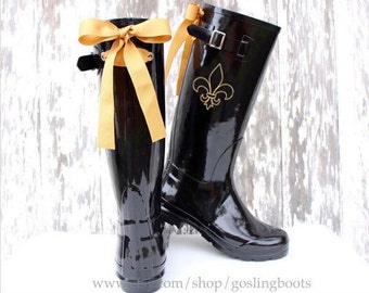fleur de lis rain boots