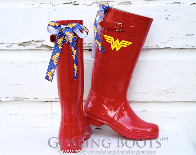 Wonder Woman Rain Boots Red Rubber Boots Wonder Woman Etsy