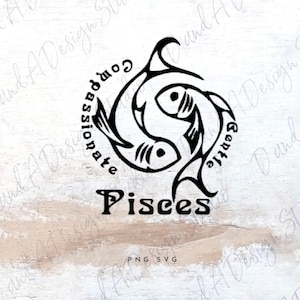 Pisces Zodiac Sign SVG PNG Digital File