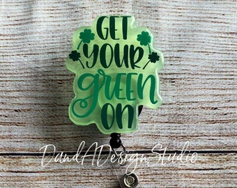 St Patrick's Day Abzeichen Reel: Grünes Harz Acryl, Glitzerakzent